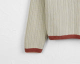 Hofu fur color matching two-way ribbed crop long sleeve zip-up cardigan