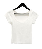 Mary Square Fur Knit Short Sleeve