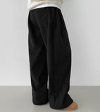 Thick Brushed Chestnut Folding Corduroy Wide Two-Way Banding Pants