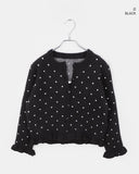 Kura Dot Sleeveless Frill Cardigan Set
