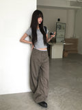 Debbie Cotton Slit Line Long Wide Pants