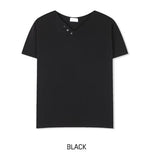 Veil Button V-neck Short Sleeve T-shirt
