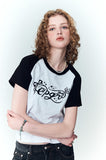 Ribbon Tail Crop Raglan Short Sleeve Tee