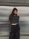 [Muffler set] Ray off-shoulder single-breasted long-sleeved
