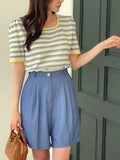 Shushu Short Sleeve Stripe Square Knit