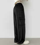 Corduroy Microfiber Velvet Pocket Cargo Long Wide Banding Pants