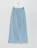 Manteo Seersucker Flower Banding Wide Pants