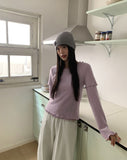 Depin layered two-way angora short-sleeve long-sleeve frilled t-shirt