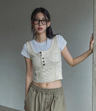 Windy Bret Button Ribbed Sleeveless