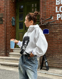 B-Pit Print Snap Balloon Crop Hoodie