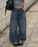 Liam Washed Denim Long Wide Pants