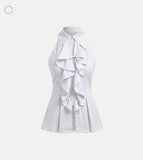 Frill tie-neck blouse