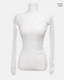 Miak Shirring Off-Shoulder Ribbed T-Shirt