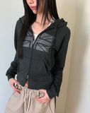 Jibil Cubic Printed Stars and Stripes Crop Long Sleeve Hood Zip-Up