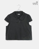 Lute round collar button puff jacket