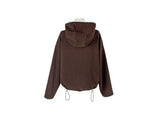 Rihan Color Matching High Neck Hood Fleece Zip-Up