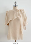 Love It Tie Diagonal Frill Puff Blouse