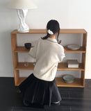 Miden color matching half button pocket collar knit