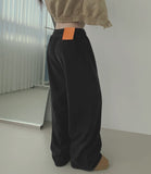 Corduroy Wool Pin Tuck Wide Banding Pants