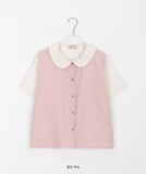 [BAONHAUS] Peurua Check Color Matching Short Sleeve Blouse