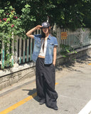 Jeje cargo string two-way wide pants