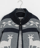 Hindel High Neck Cowichan Nordic Knit Zip-Up Cardigan
