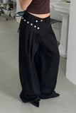 [BELT SET] CROSS LINE WIDE SLACKS