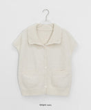Siduri Hairy Collar Short Sleeve Knit Cardigan