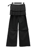 Pleated Wrap Skirt Bootcut Pants
