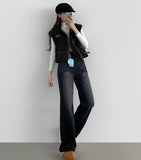 Full Fleece Brushed High Neck Buckle Mustang Vest