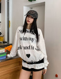 Week Heart Lettering Waffle Sweatshirt