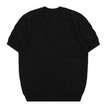 Henley Neck Cable Short Sleeve Knit