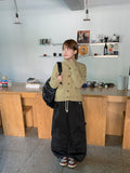 [Unisex] Kamna Carpenter Check Cotton Banding Wide Pants