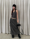Mulit Side Shirring Strap Halter Sleeveless