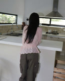 Daen Alpaca Wool Punching Frill Strap Knit