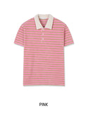 Summer Terry Stripe Collared Short Sleeve Tee