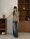 Pohi Vintage Lace Wood Button Sleeveless