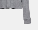 Muhi Button Heart Neck Long Sleeve T-shirt