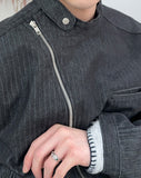 Karen Diagonal Herringbone Crop Jacket