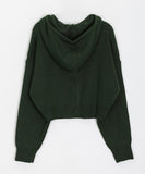 Sitanne Hood Cropped Knit Zip-Up Cardigan