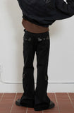 eyelet denim bootcut pants
