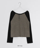 Shabanin Stripe Henley Neck Long Sleeve Tee