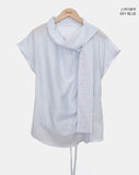 Kenbi Scarf Short Sleeve Blouse