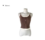 Molan Color Matching Layered Button Cap Sleeveless