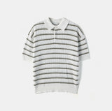Bern Striped Collared Short Sleeve Knit