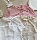 Melania See-Through Ribbon Tie Blouse