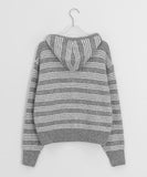 Feltenden Stripe Knit Hood Zip-Up Cardigan
