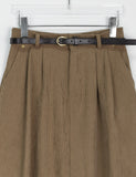 Kiden banding pin tuck corduroy belt long skirt