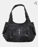 Calop Vintage Cross Flap Pocket Leather Shoulder Bag