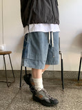 [unisex] Renhi Stripe Banding Denim Bermuda Pants